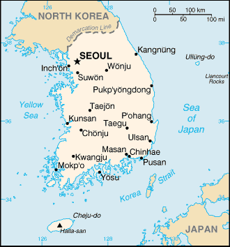 Map of Korea, South Korea